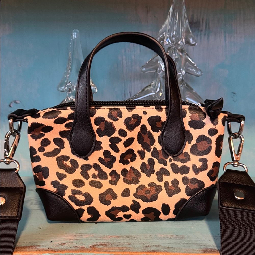 Art Class Leopard Print Mini Bag with Black Details